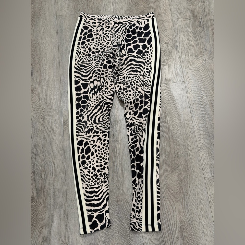 Adidas Black and Cream Animal Print Leggings